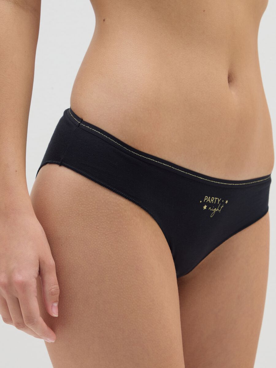 Black stretch cotton briefs_3
