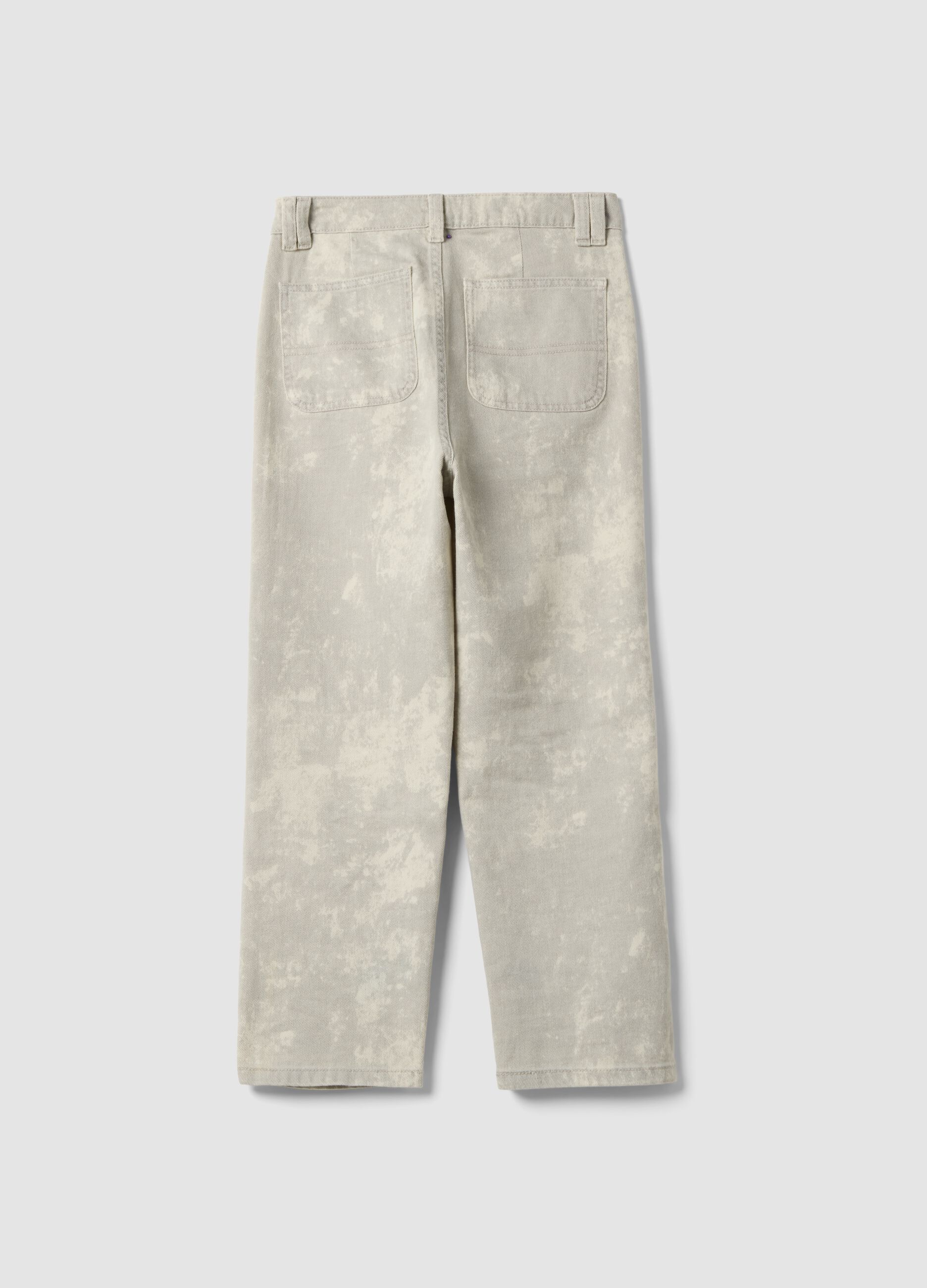 White pure cotton boys&rsquo; trousers with gradient print