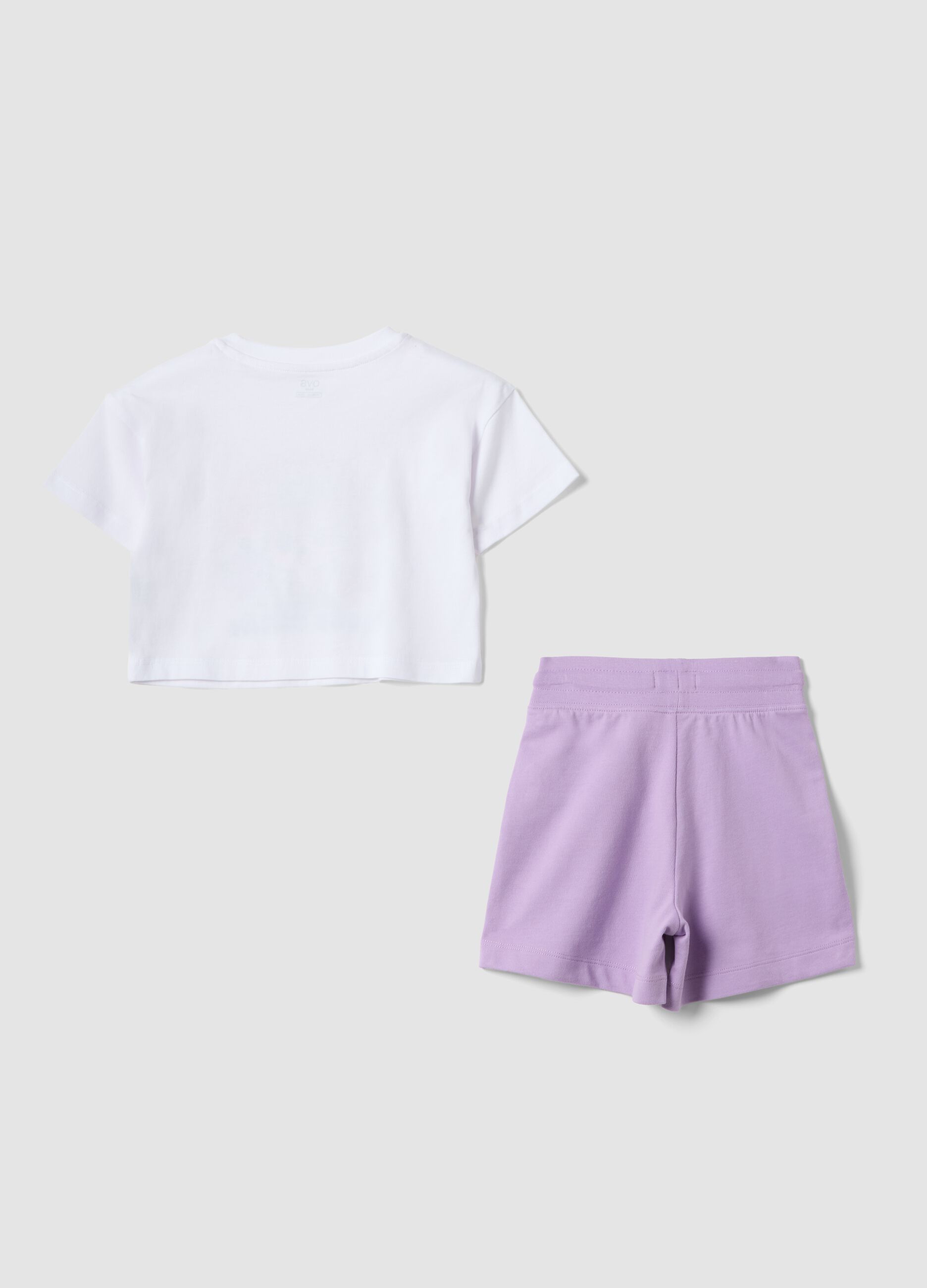 White and purple pure cotton jogging set for girls, regular fit