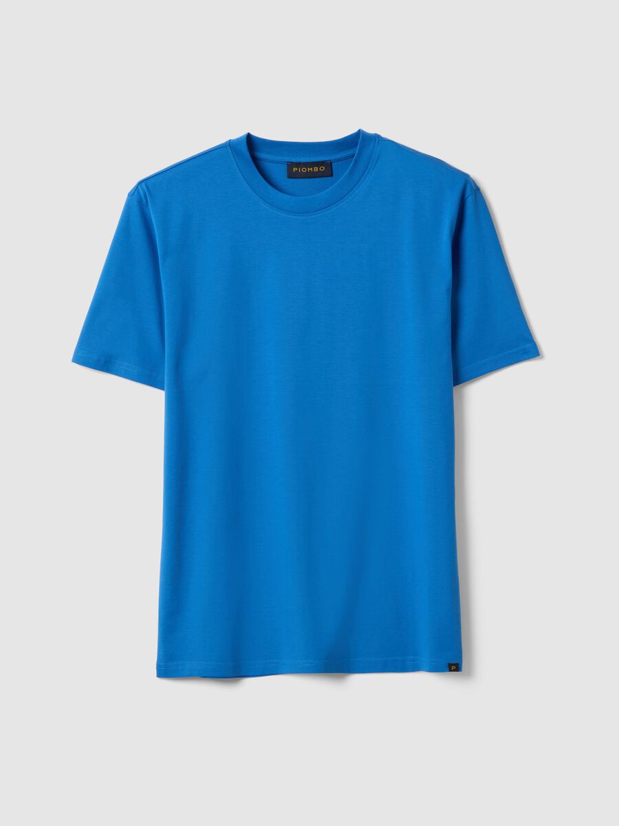 Blue pure cotton crew neck T-shirt relaxed fit_4
