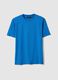 Blue pure cotton crew neck T-shirt relaxed fit_4