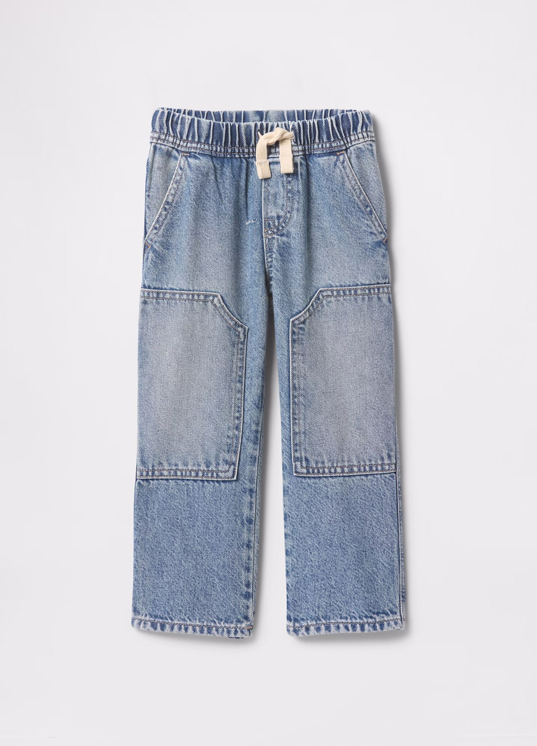 Denim joggers with drawstring and pockets
