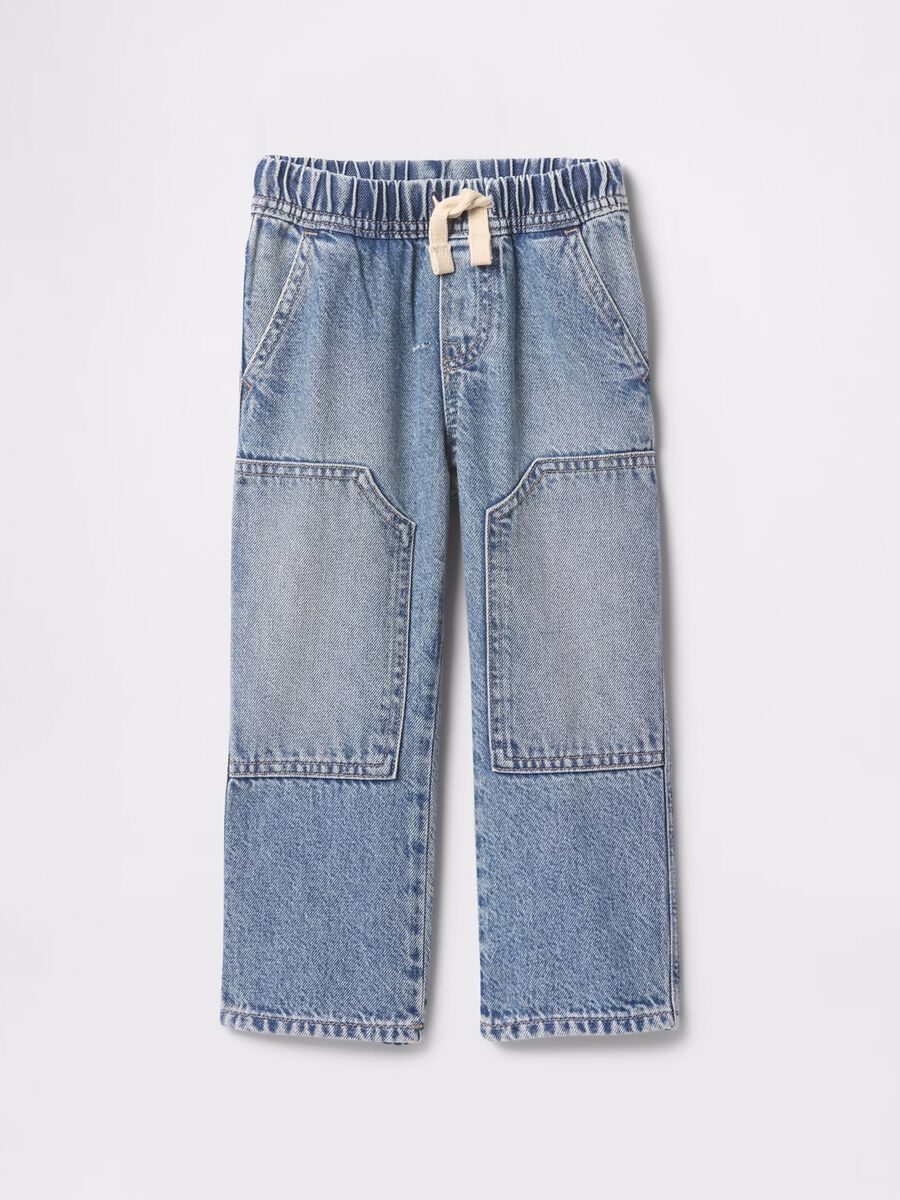 Denim joggers with drawstring and pockets_1