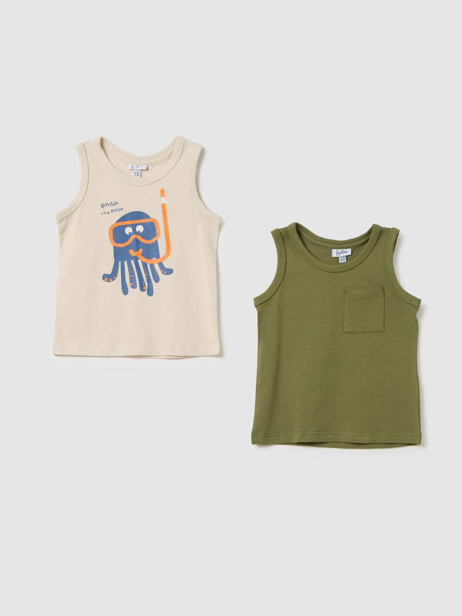 Children's Green Regular Fit Cotton Vest Twin-Pack_0