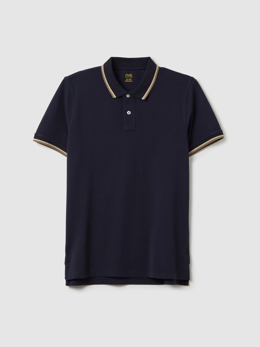 Blue short sleeve polo shirt in pure cotton_4