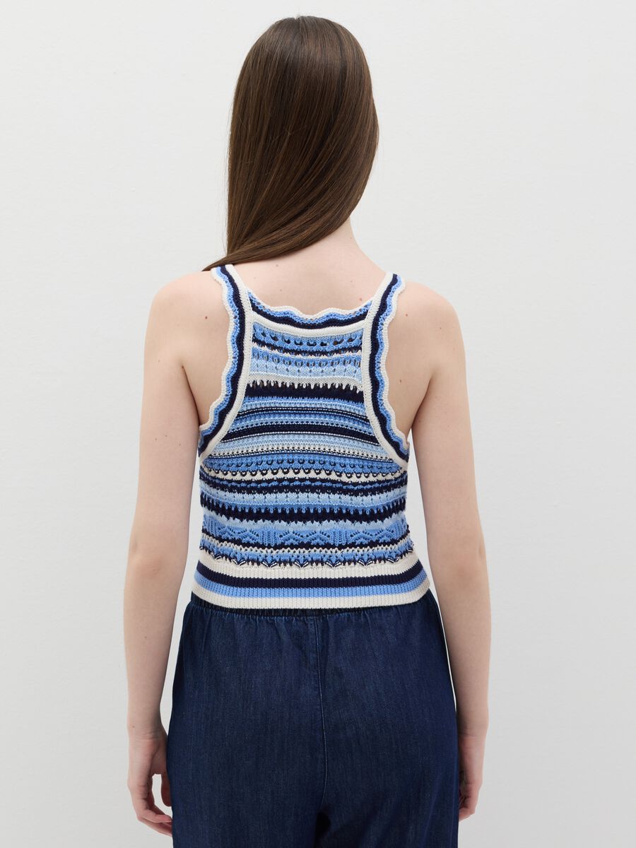 Cropped tank top in multicoloured crochet_3