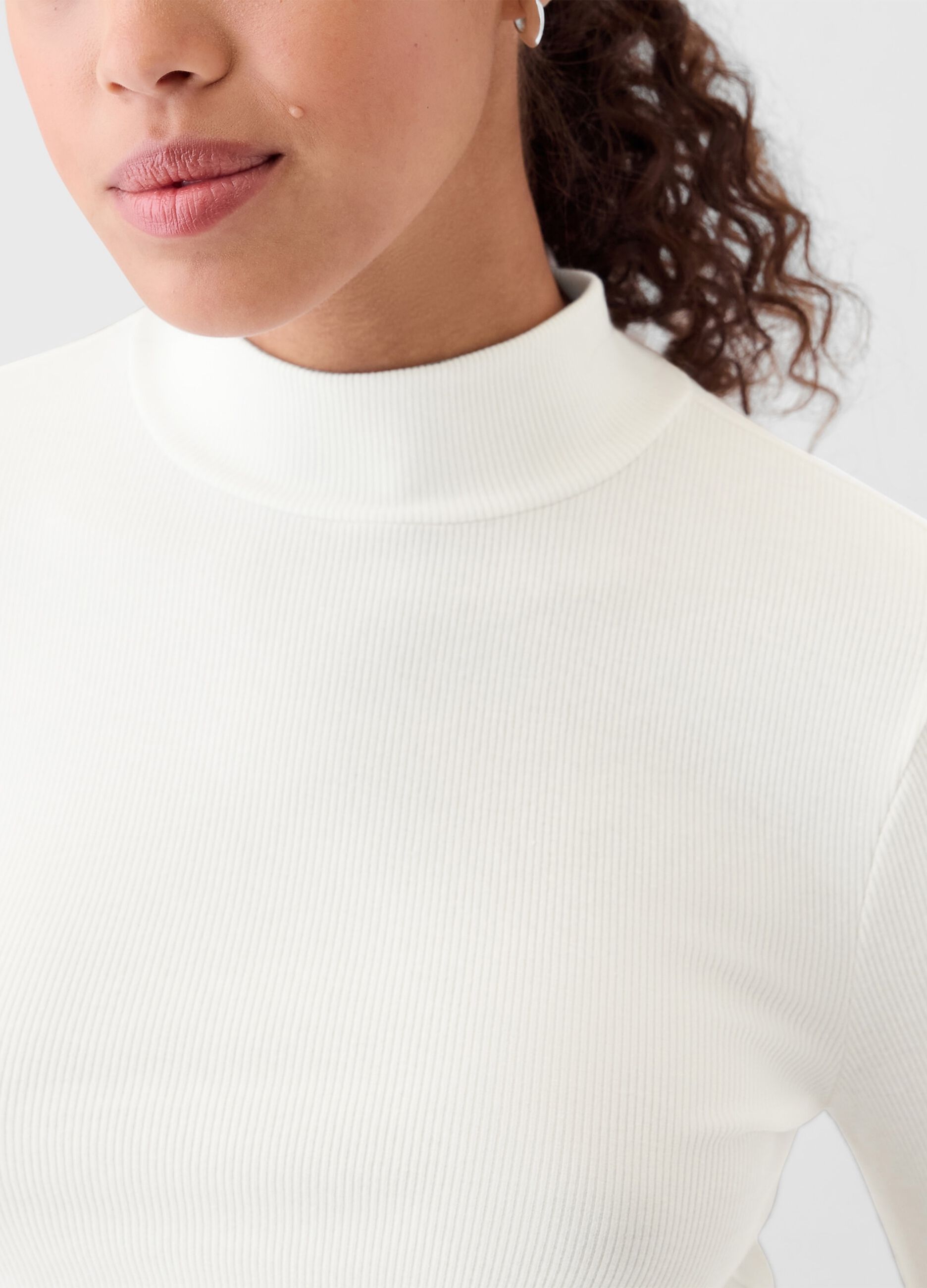 Ribbed T-shirt in stretch modal and cotton