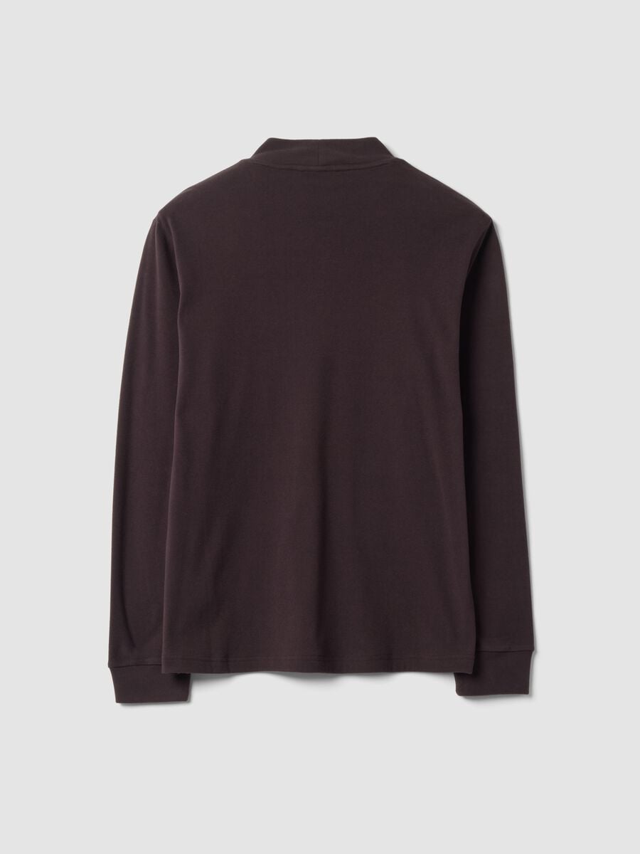 Brown stretch-fabric top with high neck_2