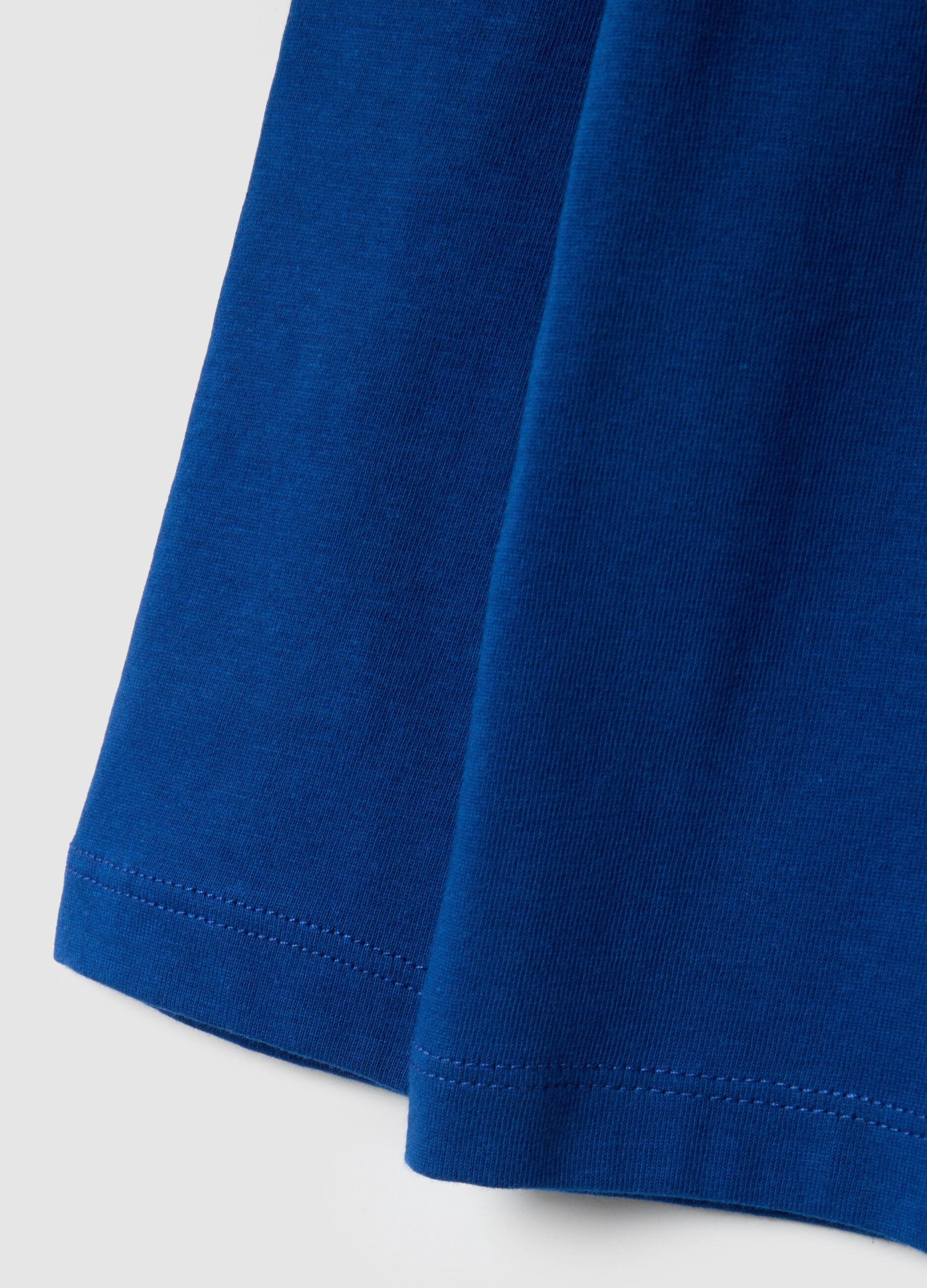 Children's long sleeve blue T-shirt in pure cotton, oversized fit