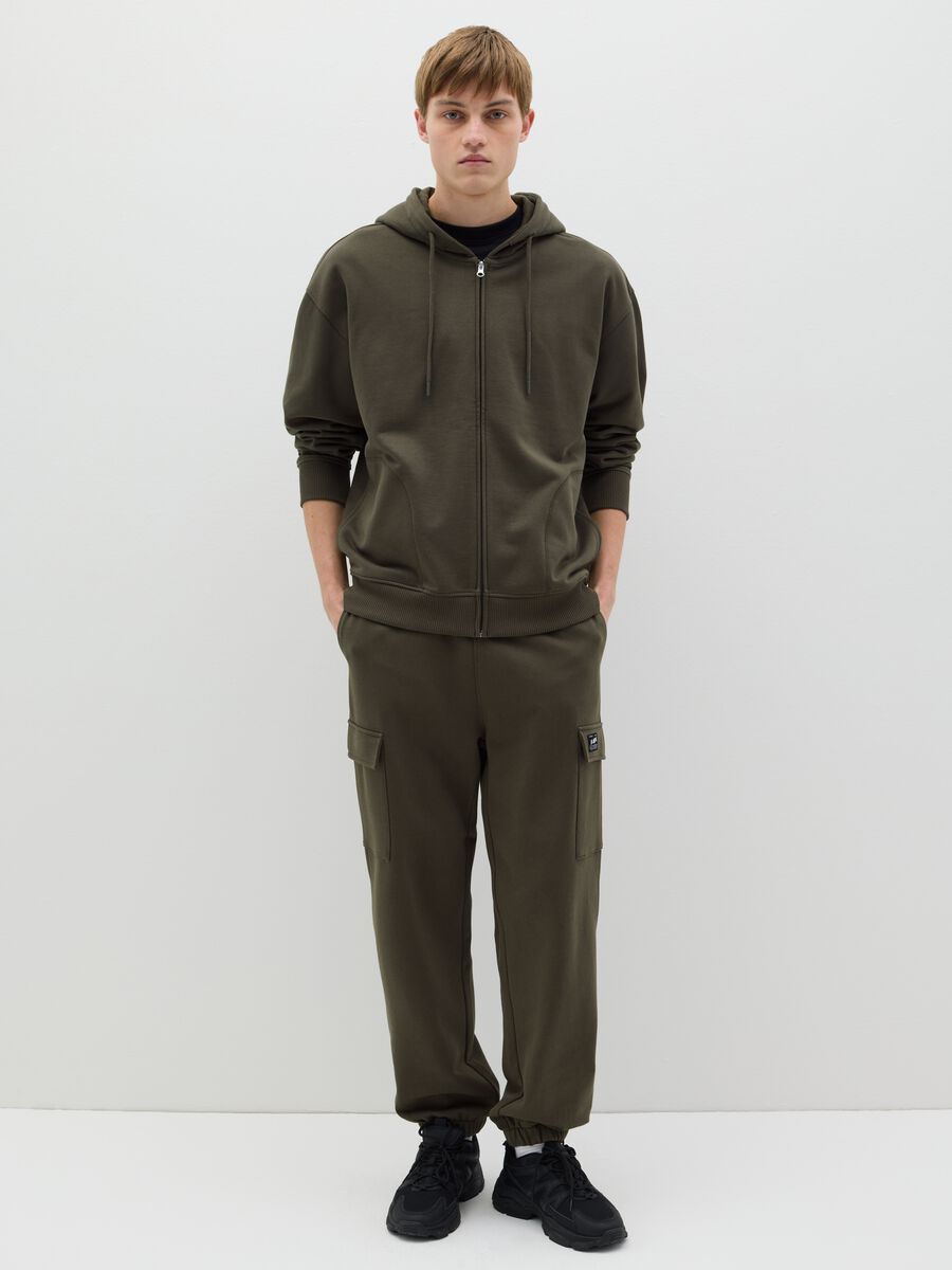 Over-fit full-zip sweatshirt in cotton with hood_1