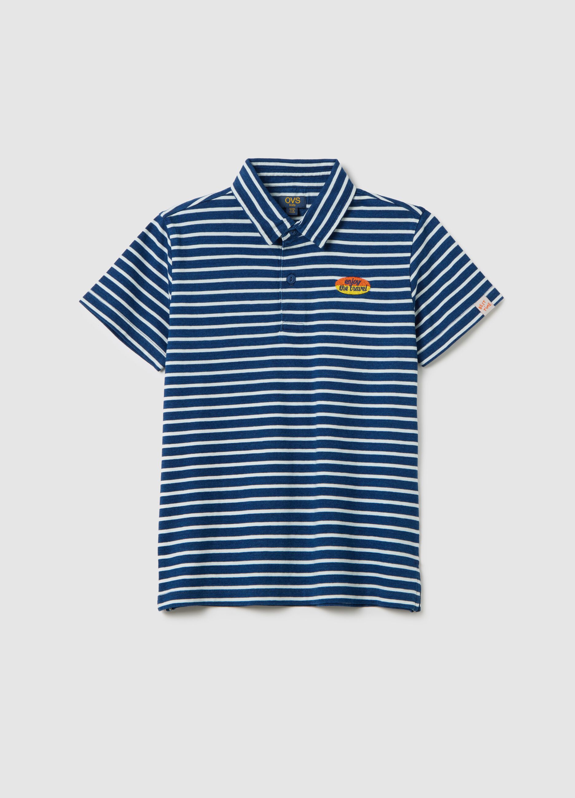 Polo a righe da bambino in puro cotone multicolor regular fit
