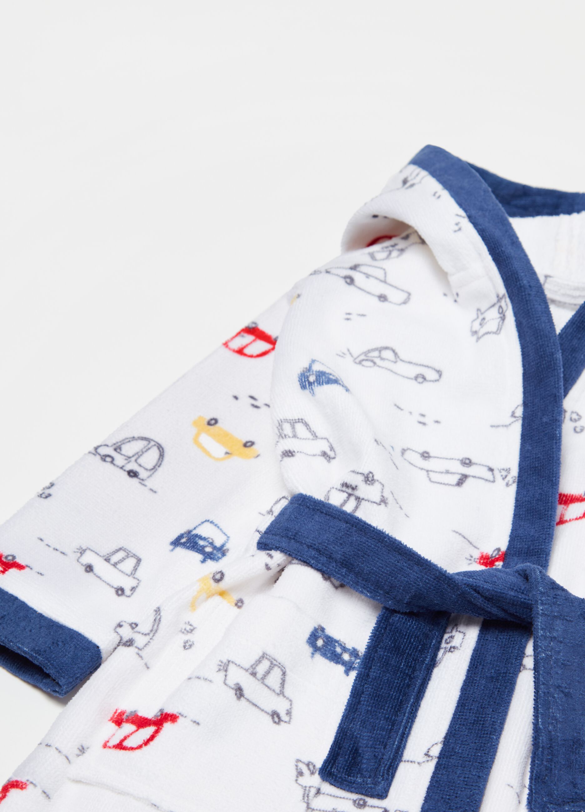 Bathrobe in cotton with cars print