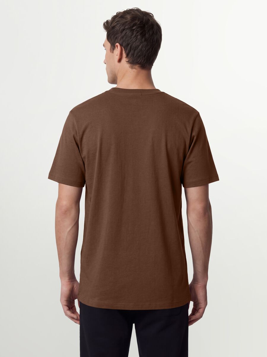T-shirt marrone in puro cotone organico jersey regular fit_3