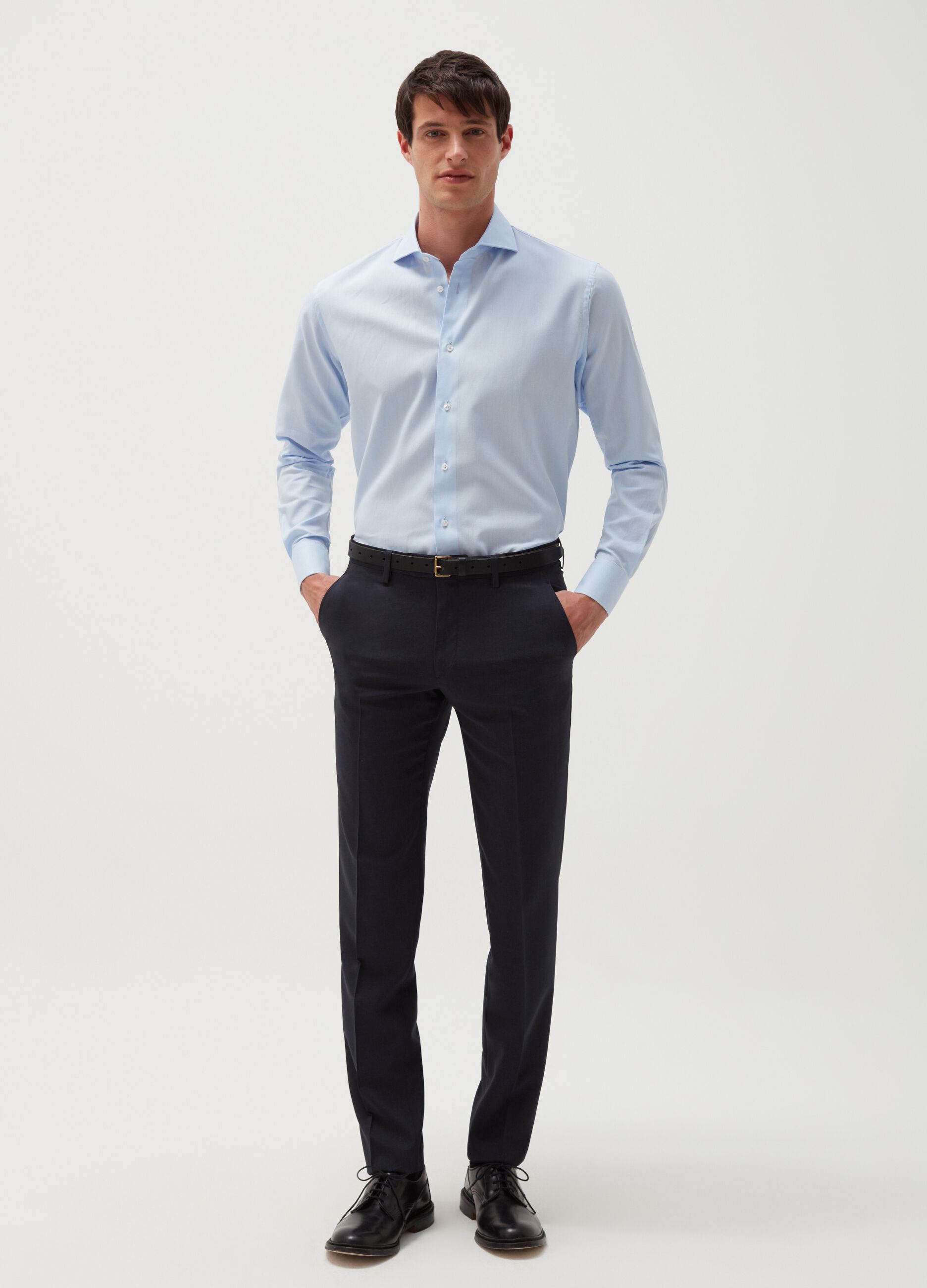 Solid colour regular-fit trousers