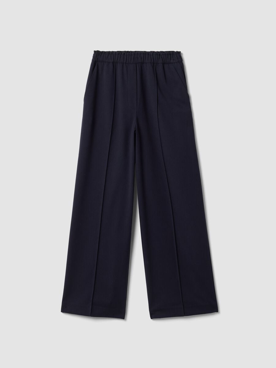 Jogger The Iconic Pants blu wide leg in viscosa elasticizzata_4