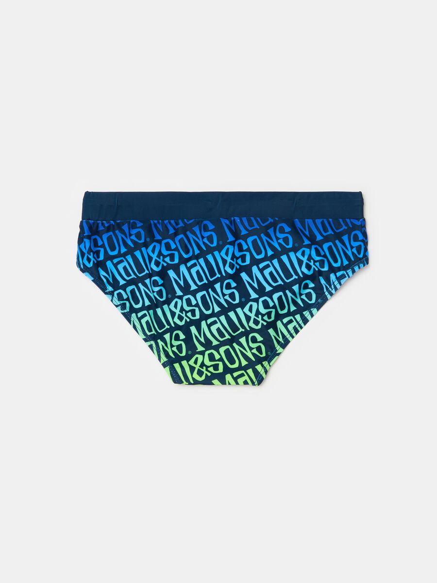 Swim briefs with degradé lettering print_1