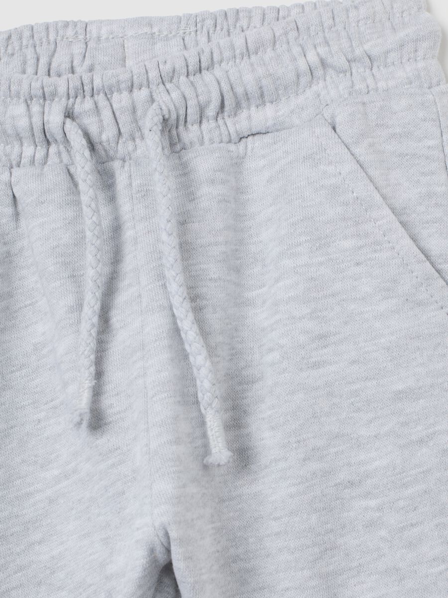 Grey regular fit pure cotton joggers for kids_2