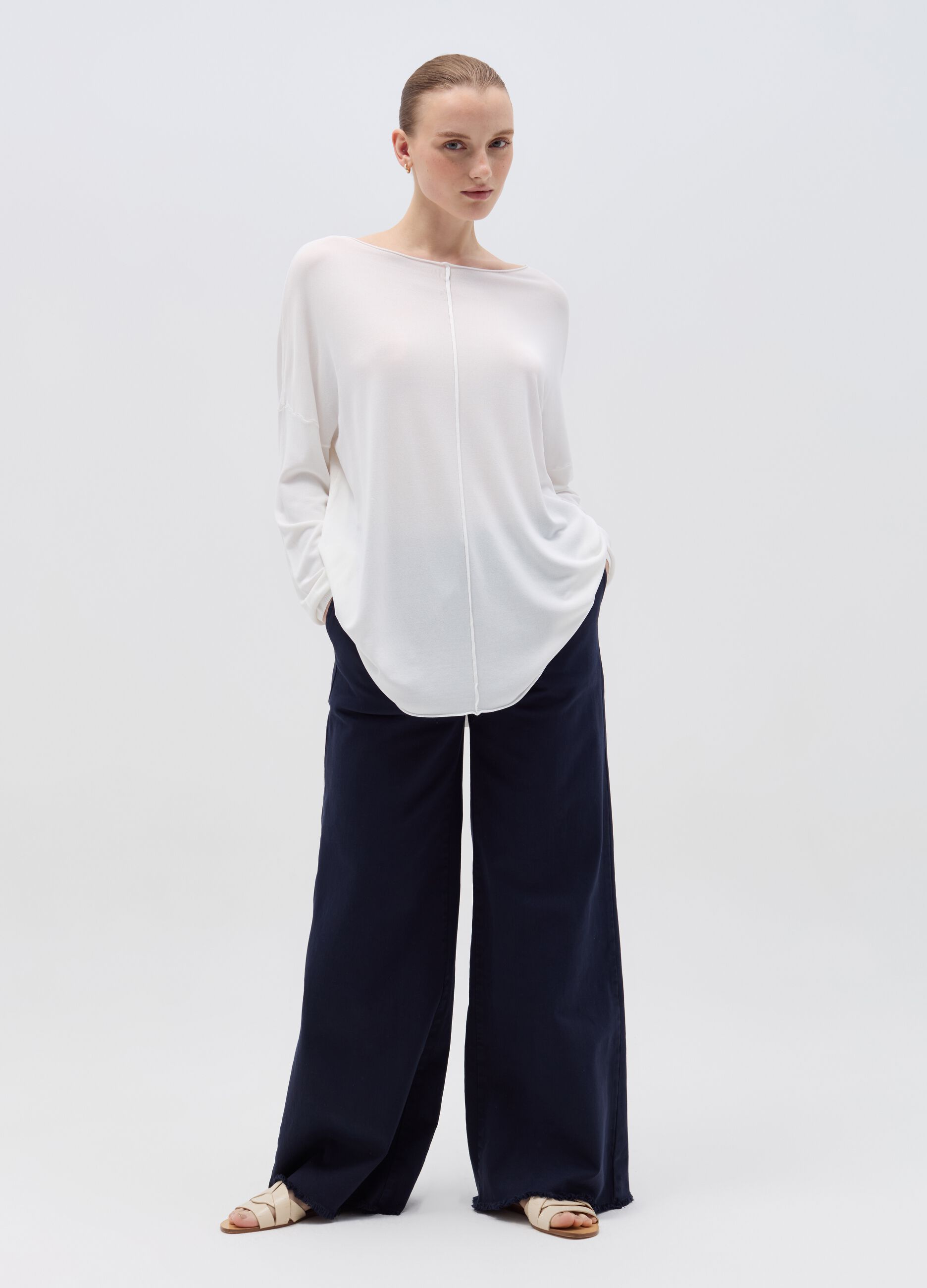 Ovs Pantalone palazzo in felpa con orlo a vivo