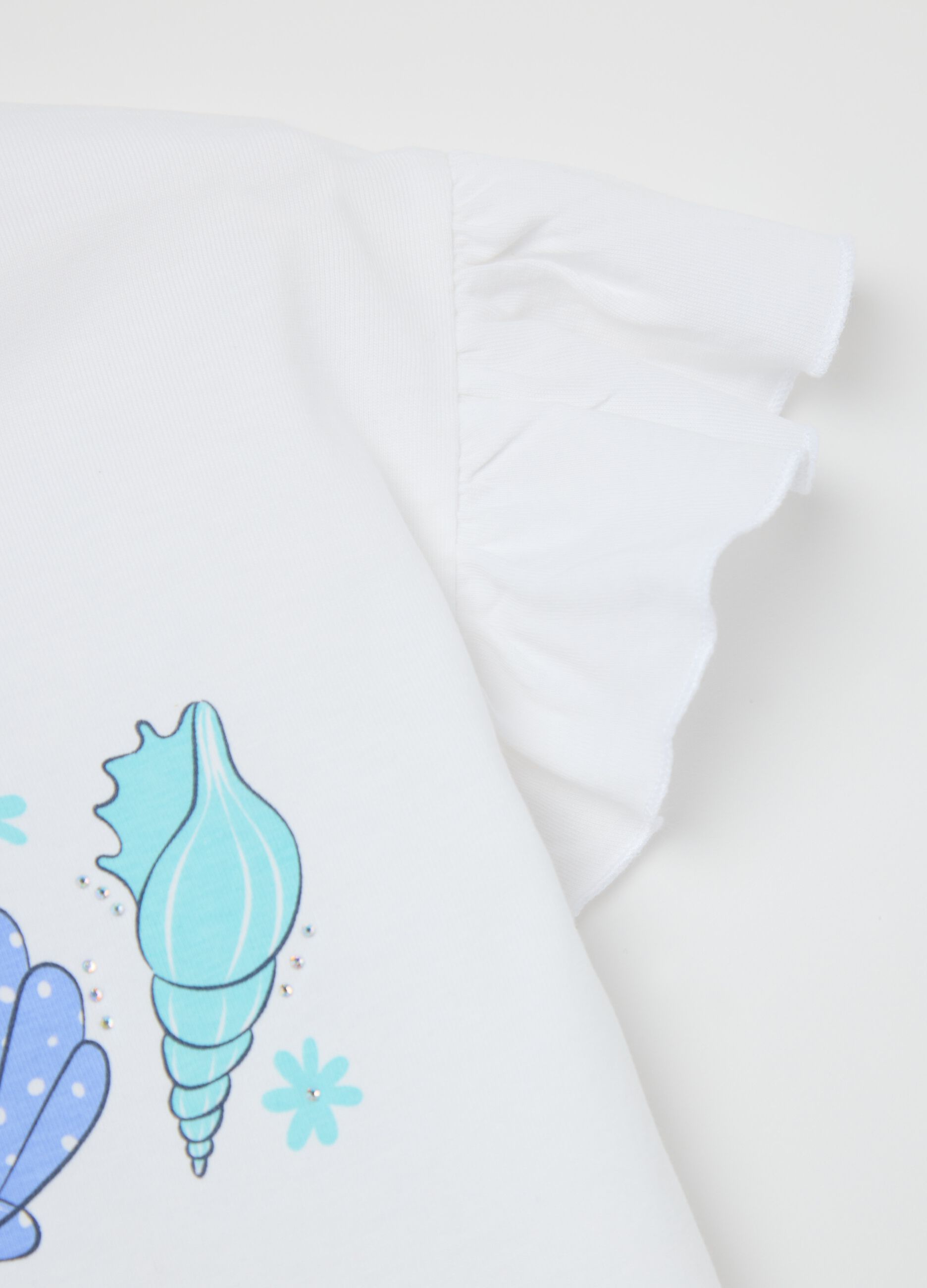 White cotton T-shirt with print