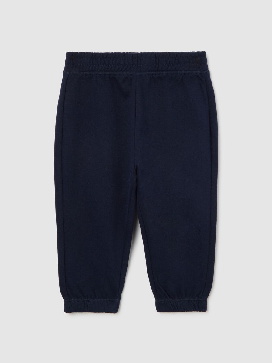 Pantaloni blu da bimba in puro cotone fleece regular fit_0