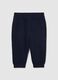 Blue fleece regular fit cotton trousers for girls_0