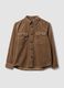 Brown pure cotton ribbed over-fit shacket_0