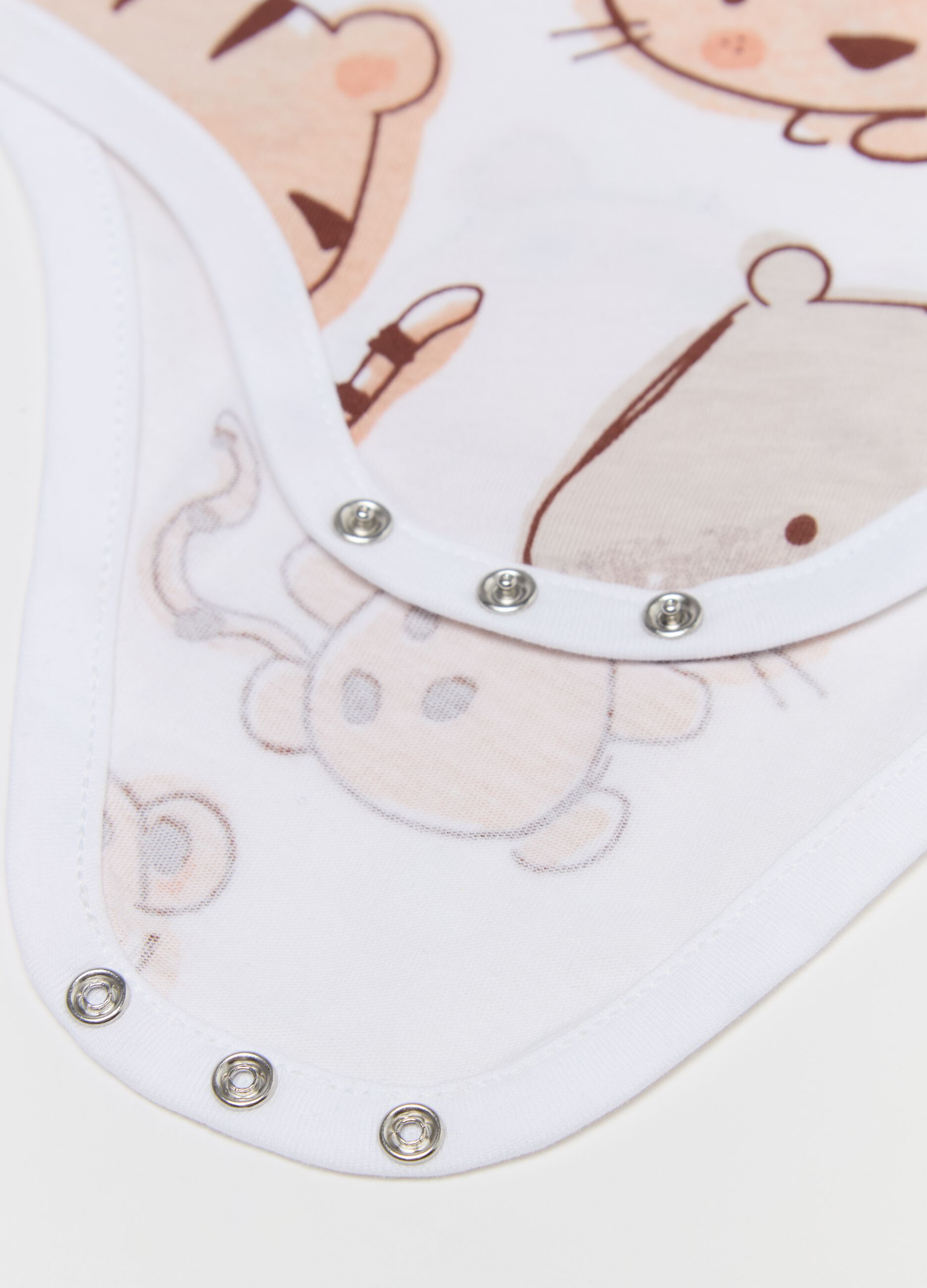 Body in cotone con stampa animaletti e tasca 