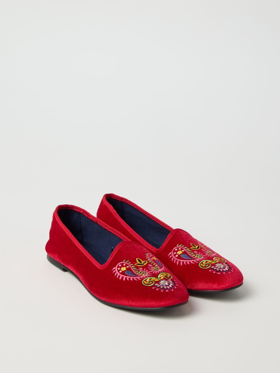 Velvet slipper shoes with embroidery_1