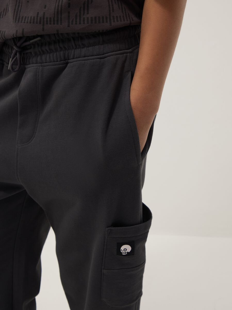Jogger in puro cotone nero da ragazzo over fit_2
