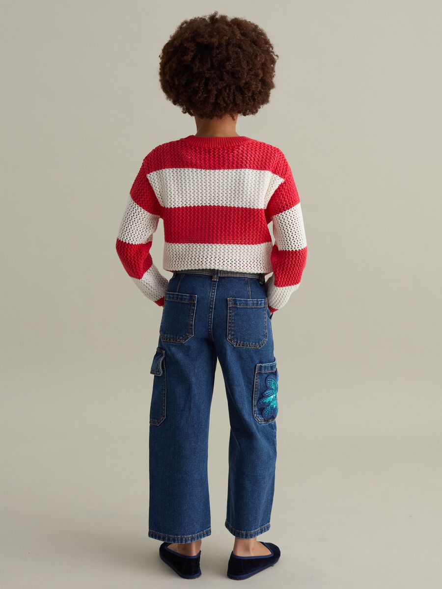 Cargo jeans with sequin flower_2