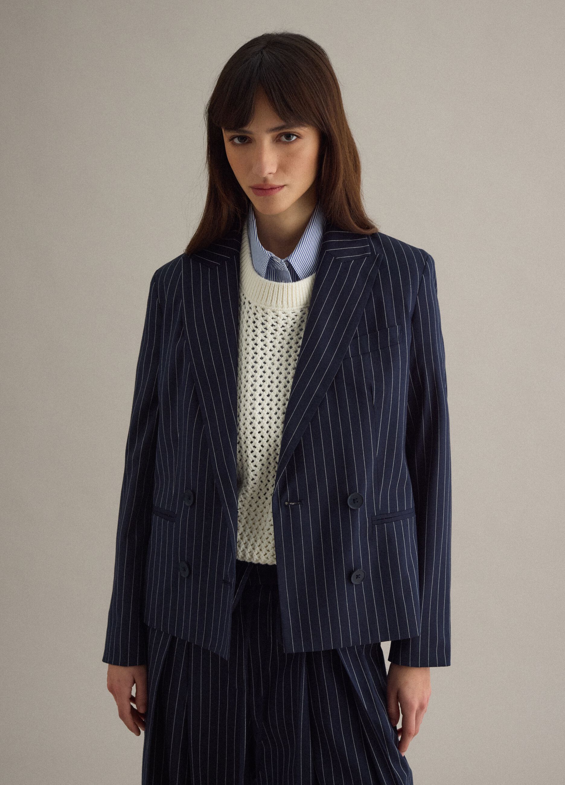 Regular fit multicolour striped blazer
