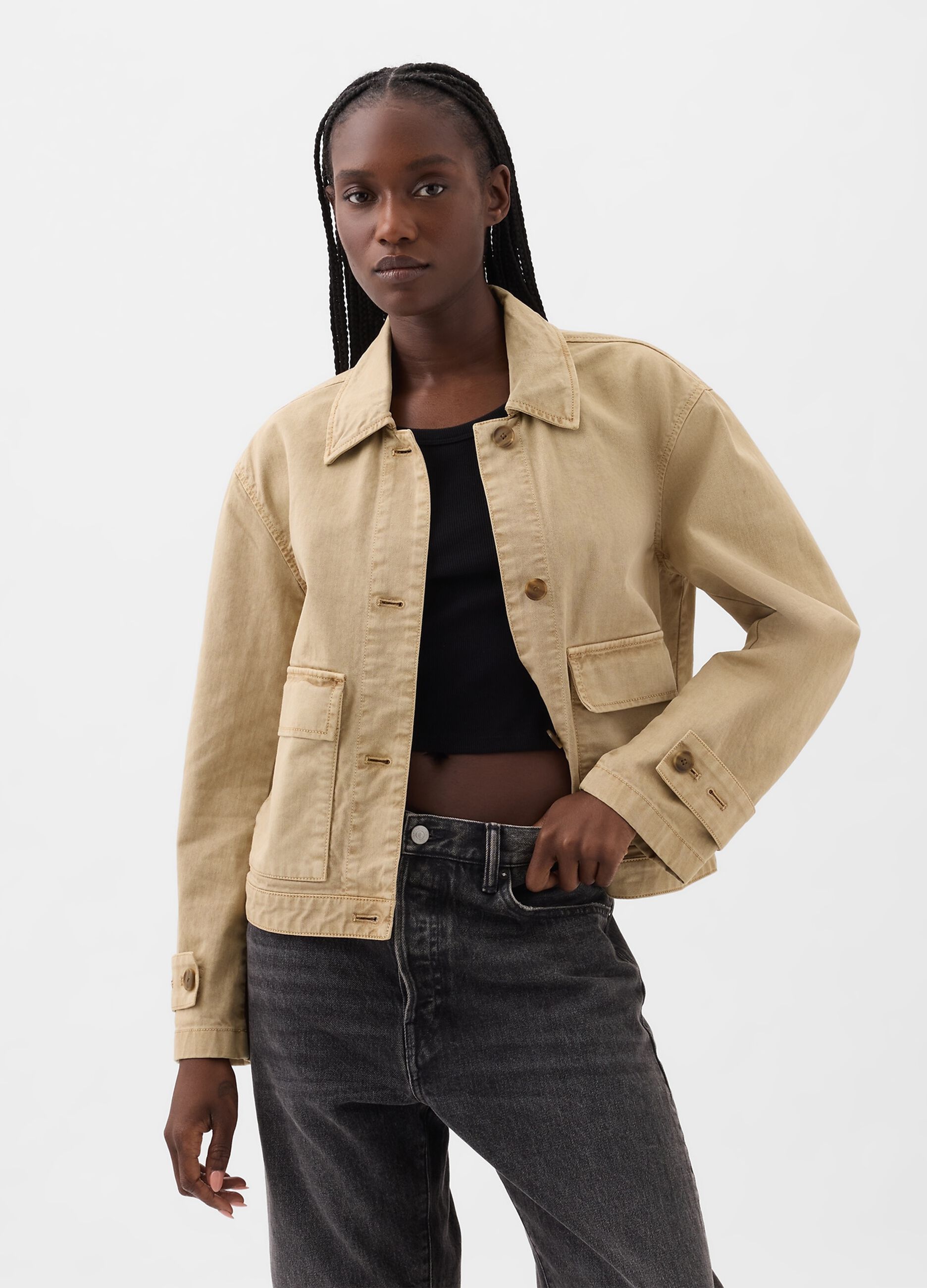 Utility shacket in cotton