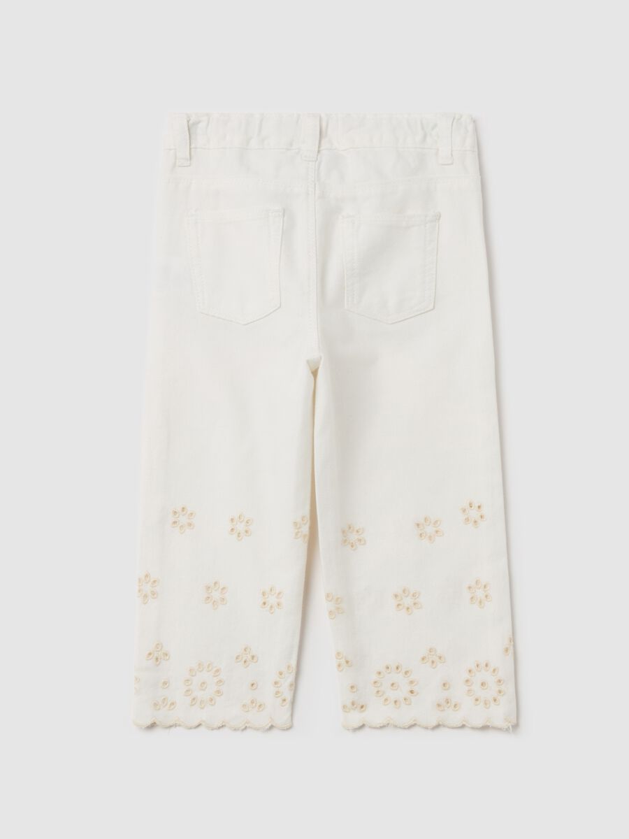 Five-pocket trousers with broderie anglaise embroidery_1