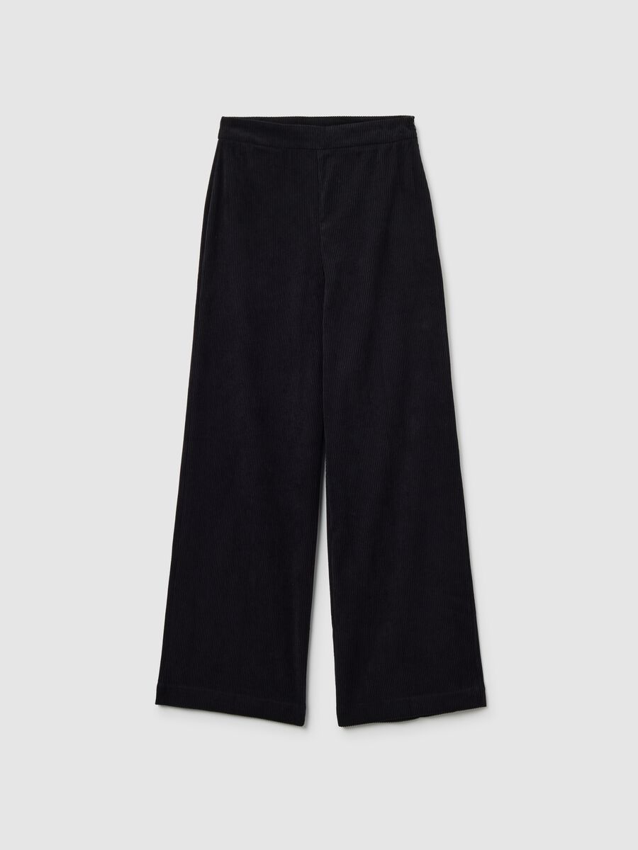 Wide Leg Black Velvet Trousers_4