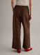 Brown pure linen drawstring trousers, straight fit_2