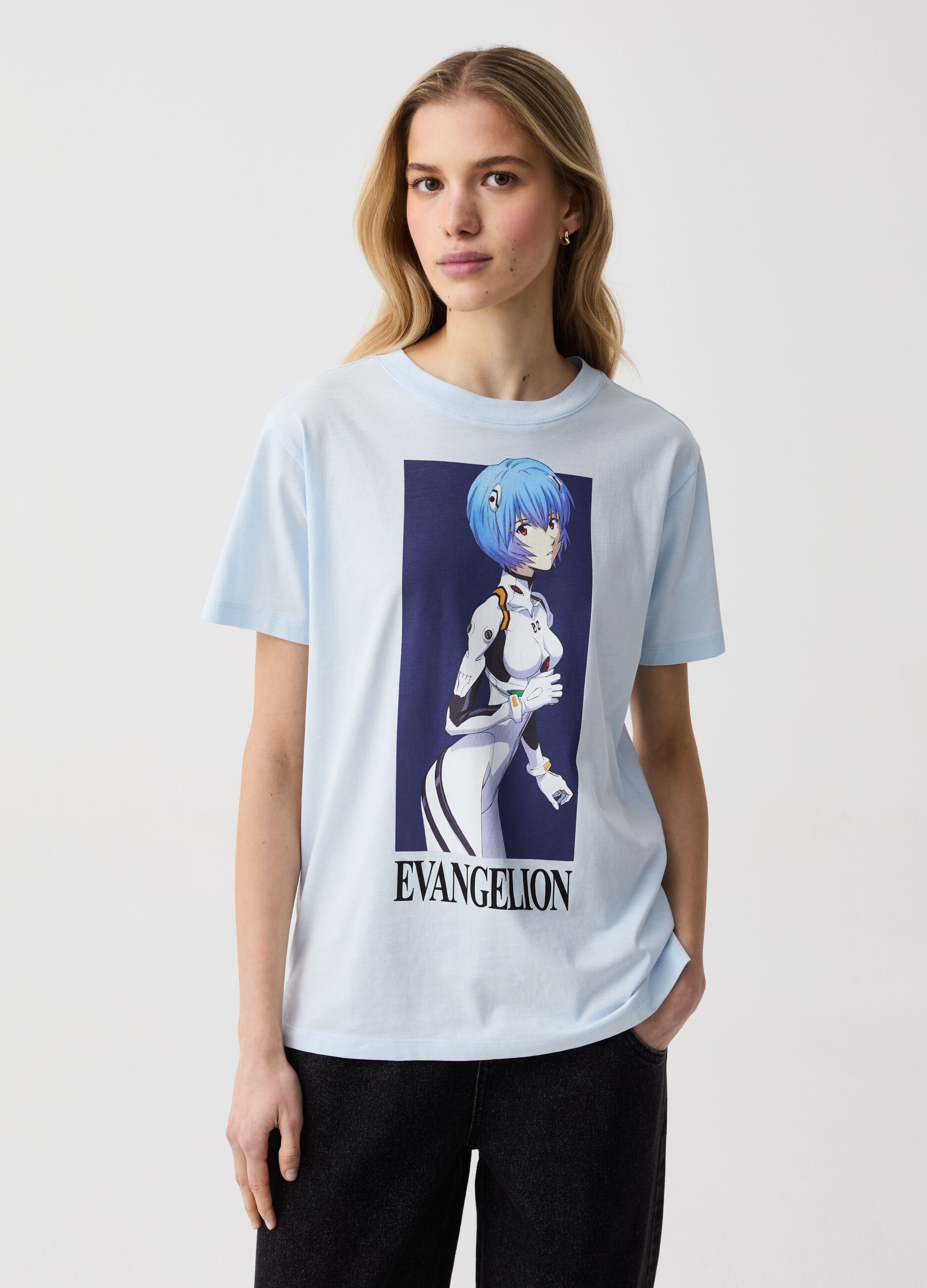 T-shirt stampa Evangelion Rei Ayanami