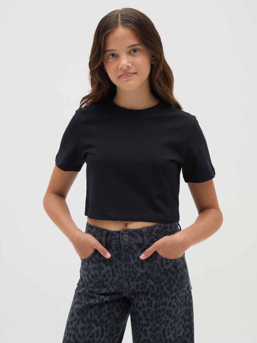 Girls' pure cotton black T-shirt_0