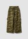Green pure cotton wide-leg trousers with camo print_2
