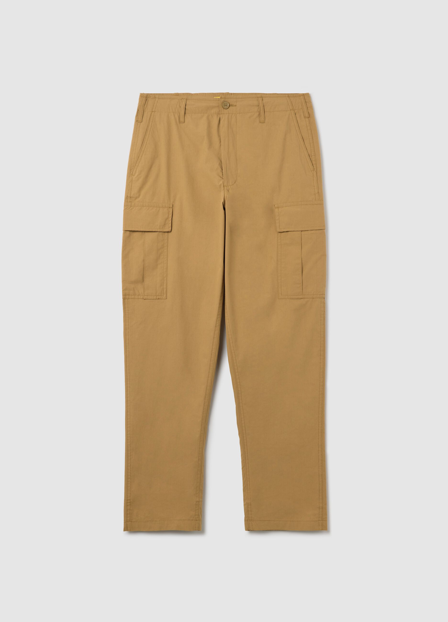 Beige cargo trousers in cotton