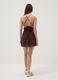Brown pure cotton mini dress with thin straps, regular fit_3