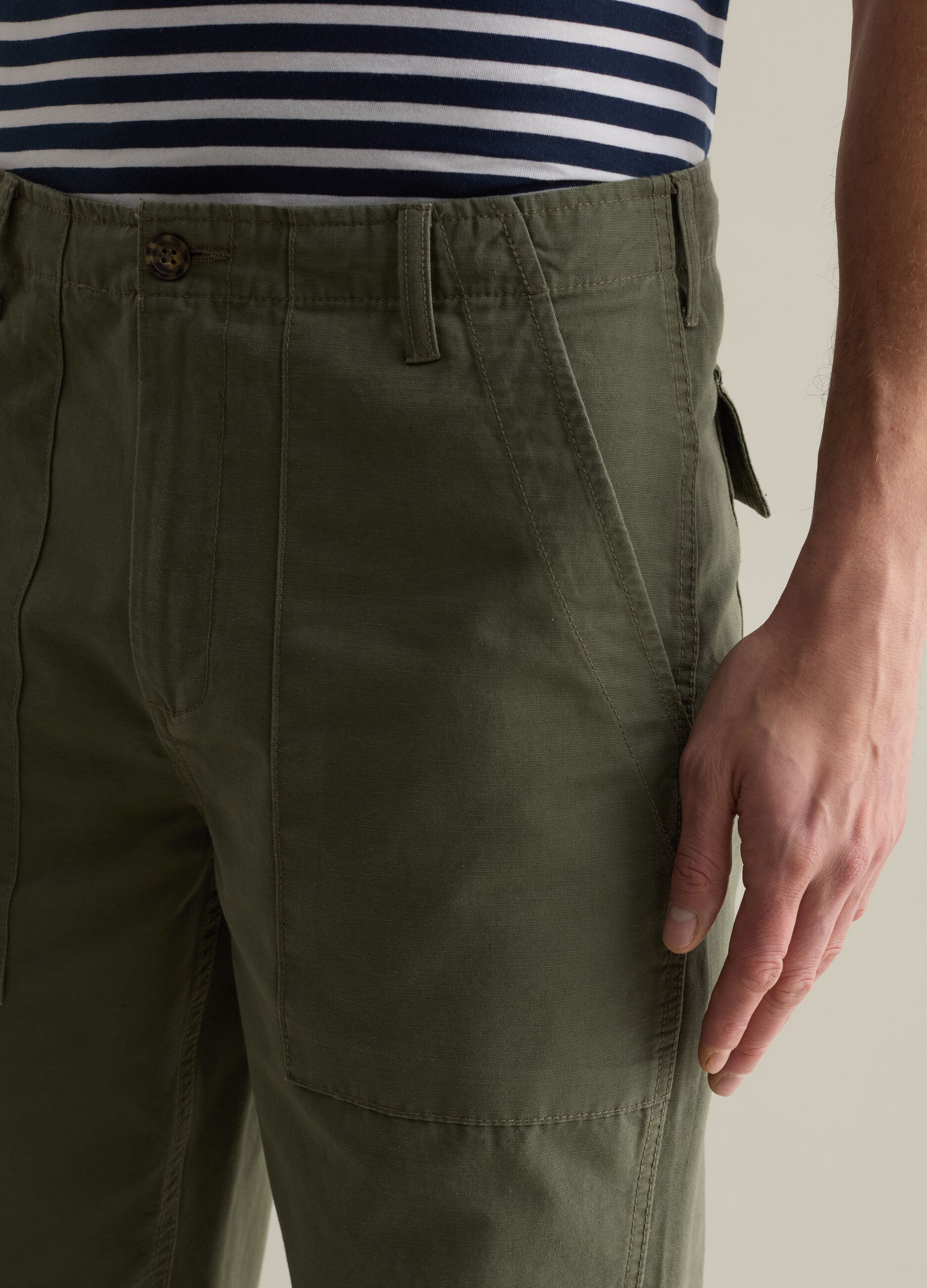 Pantalone chino in cotone e lino