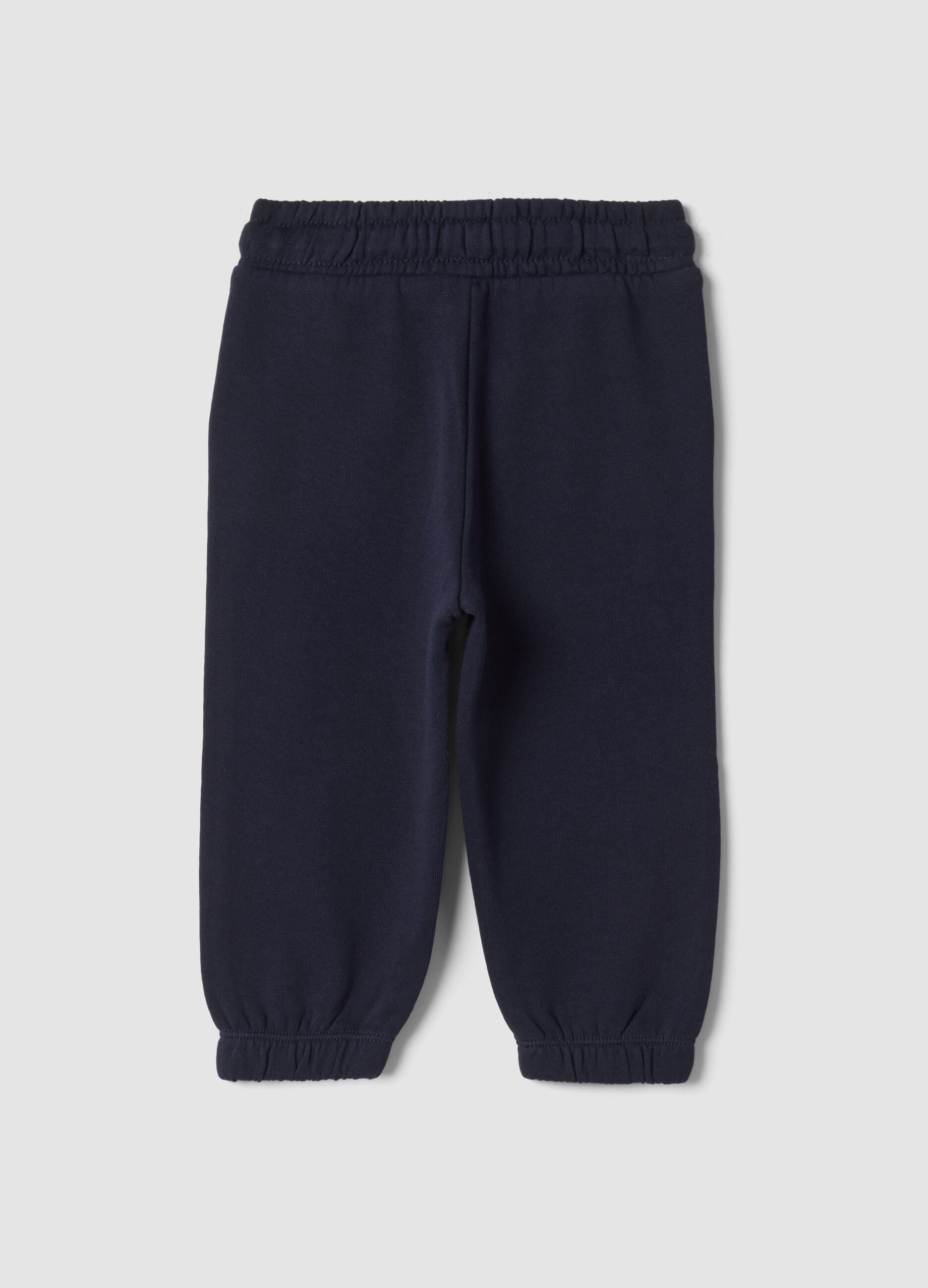 Blue pure cotton jogger trousers, regular fit
