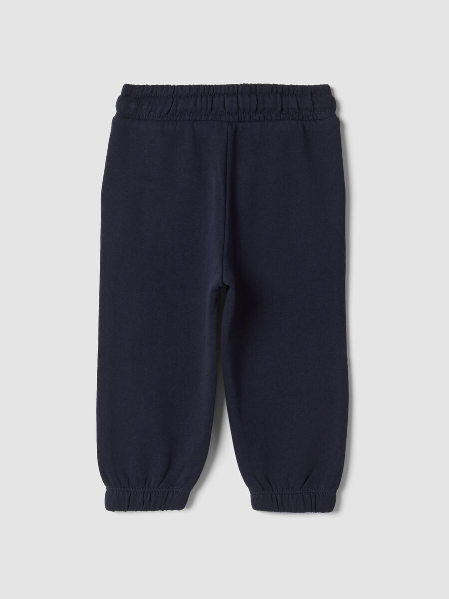 Blue pure cotton jogger trousers, regular fit_1