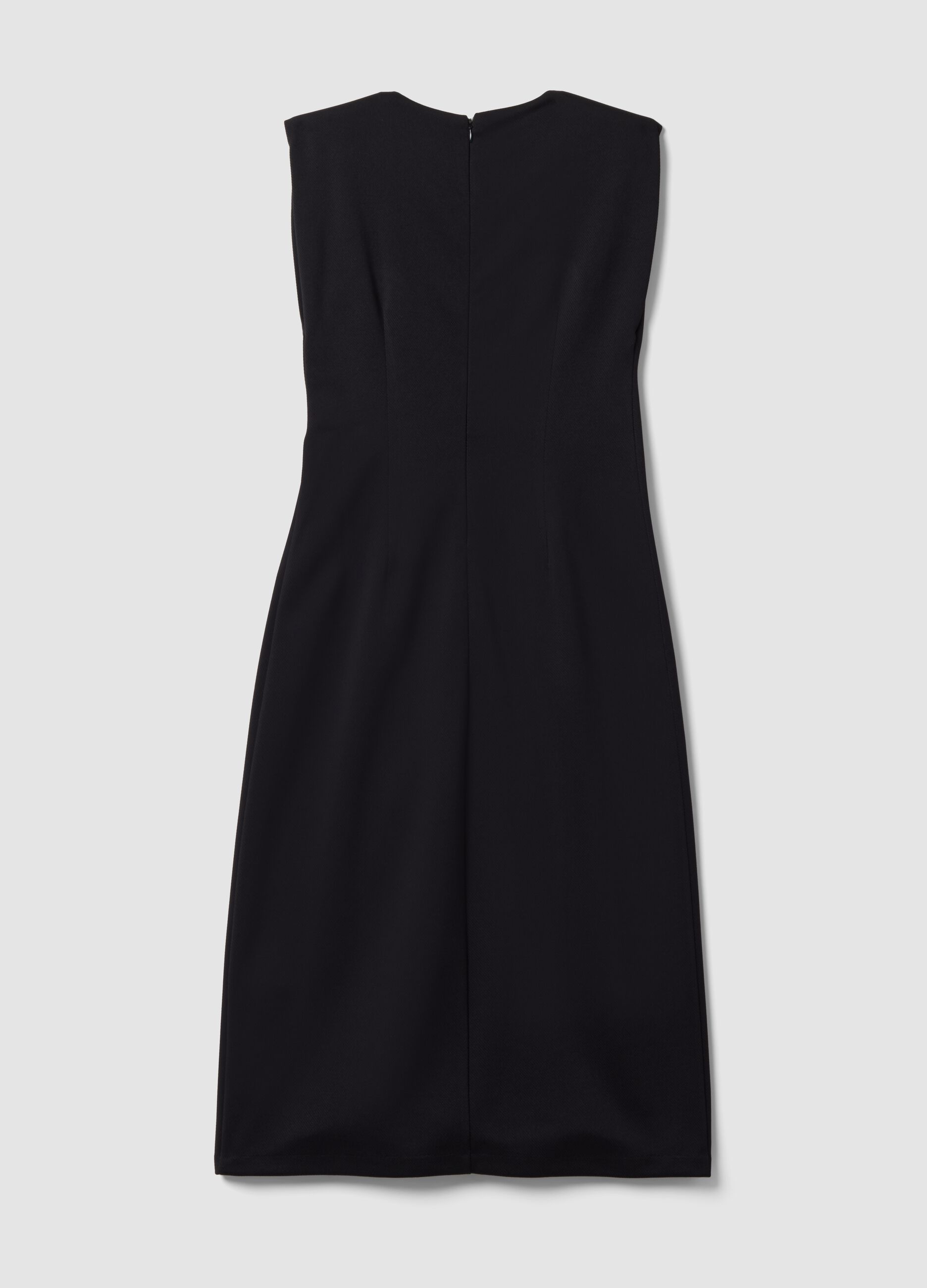 Black midi dress in stretch fabric, slim fit