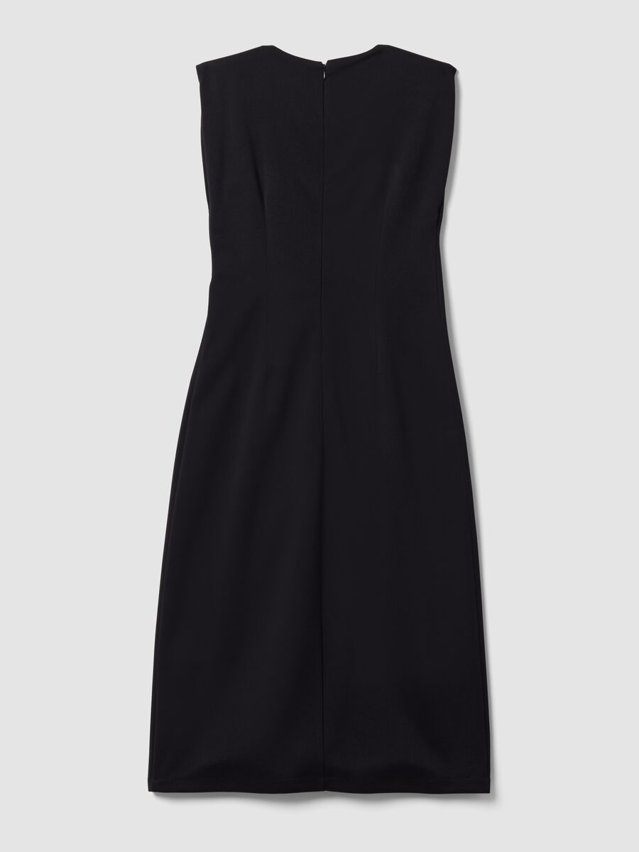 Abito nero midi in tessuto elasticizzato slim fit_5