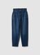 Blue denim baggy-fit jeans in pure cotton with paperbag waist_4