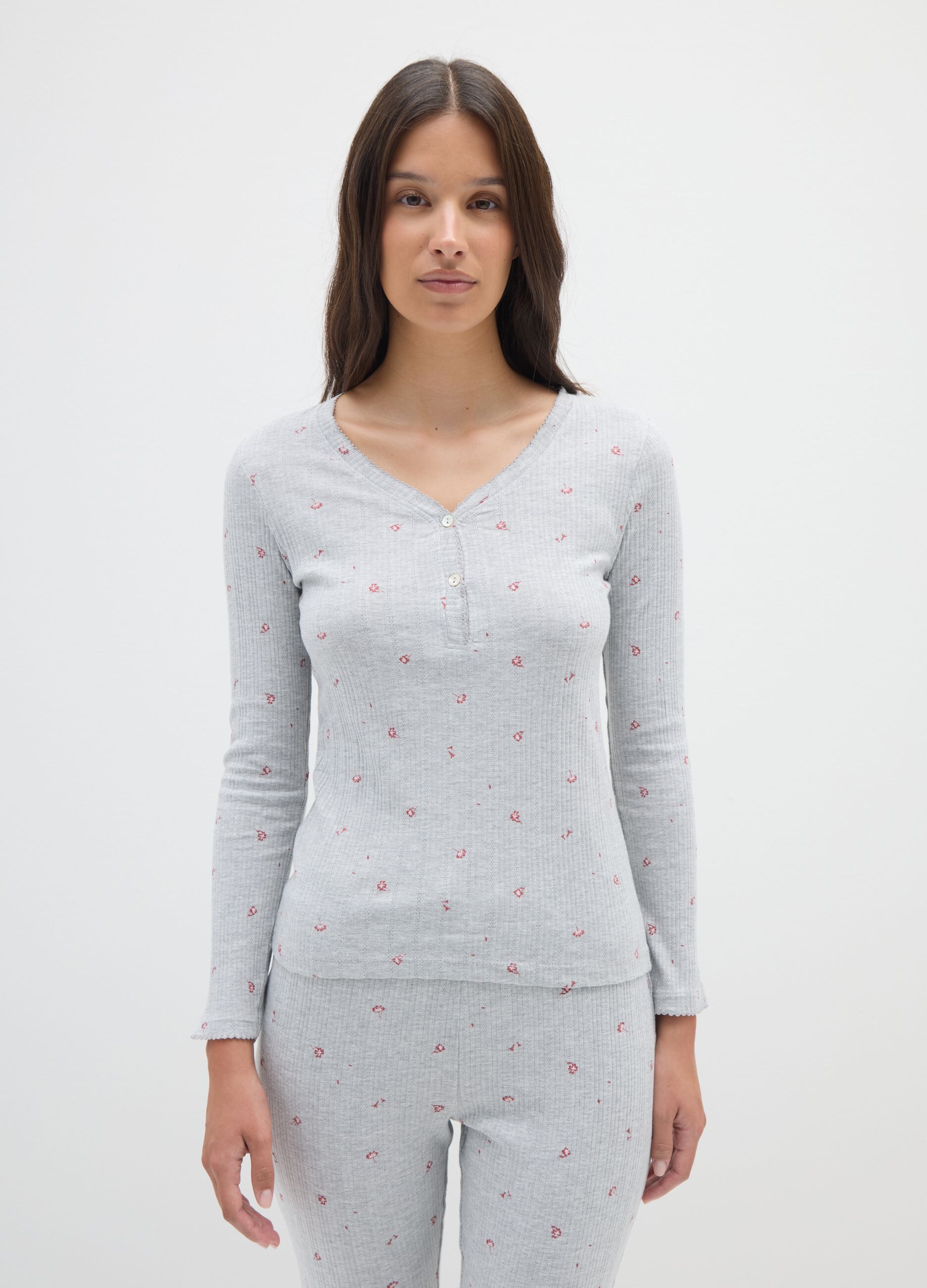 Grey Cotton Pyjama Top