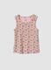 Pink ribbed stretch-cotton tank top with floral print_0
