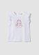 White organic cotton girls&rsquo; tank top with print and frills_0