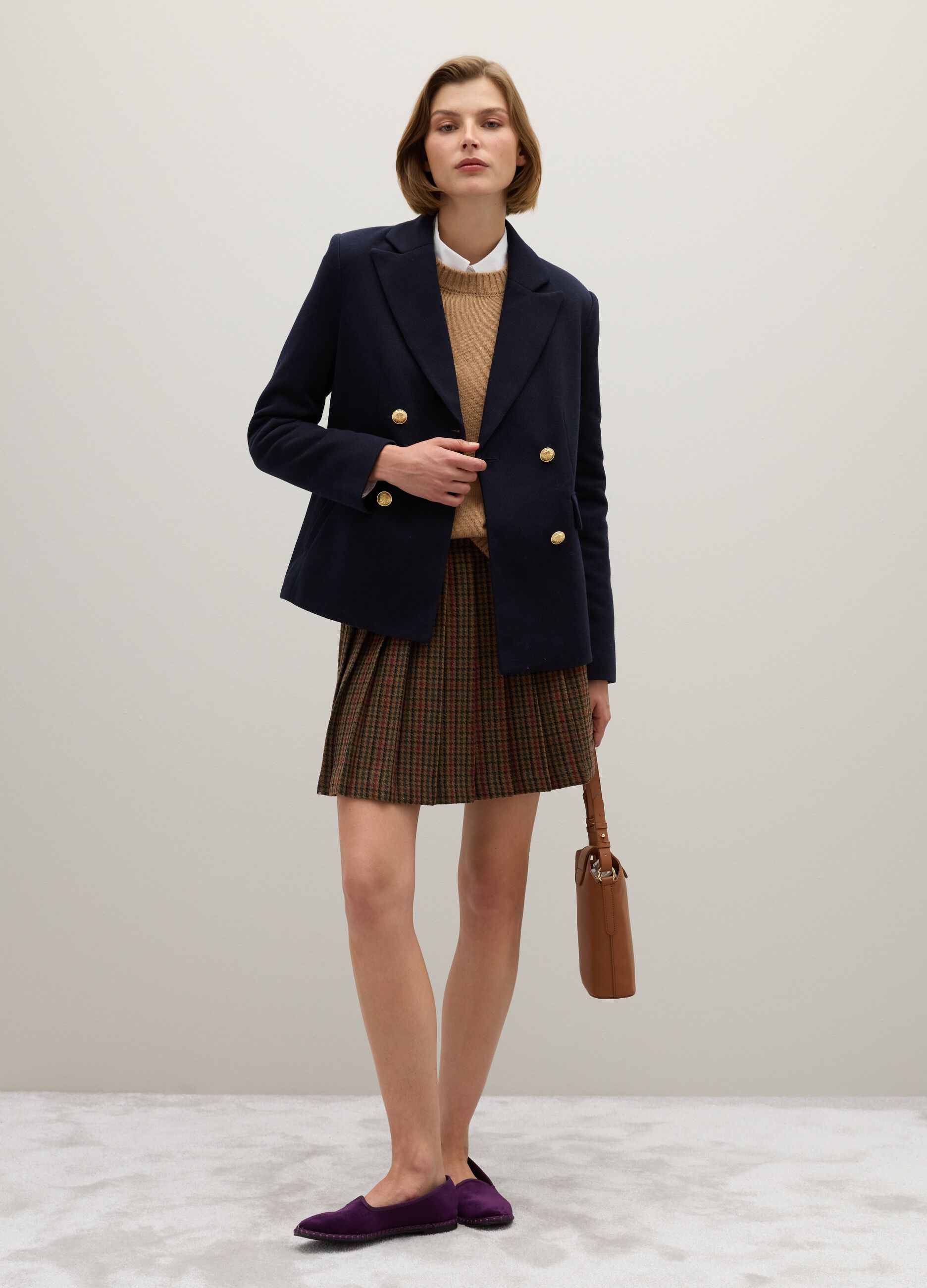Blue cotton blend regular fit blazer
